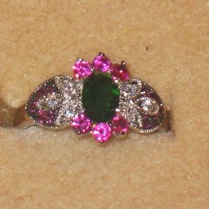 DAZZLING BLUE SAPPHIRE RUBY TOPAZ GEMSTONE RING